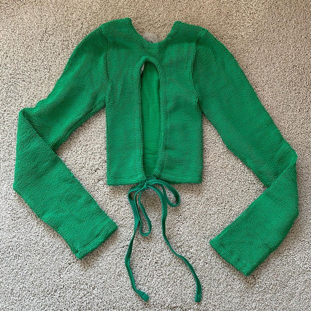 Hunza G Green Celeste Rashguard Crop Top Swim Top - Picture 4 of 10